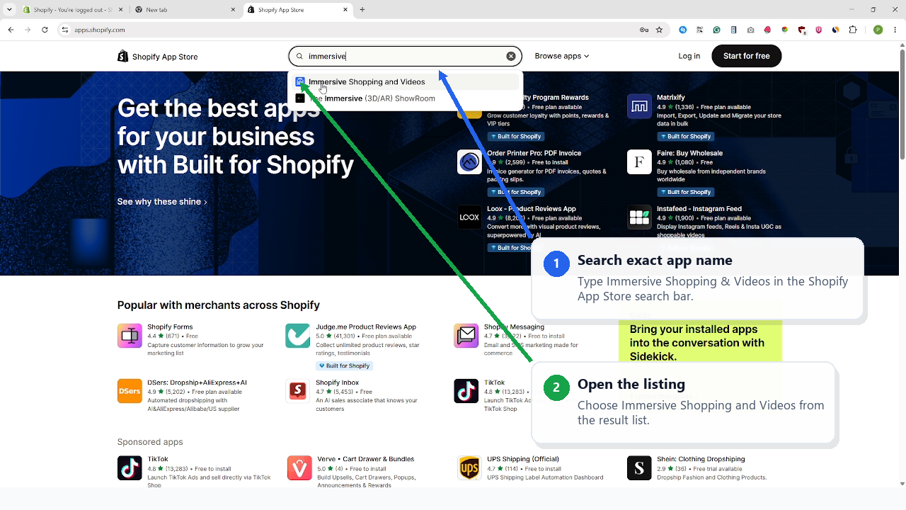 Find the Shopify app