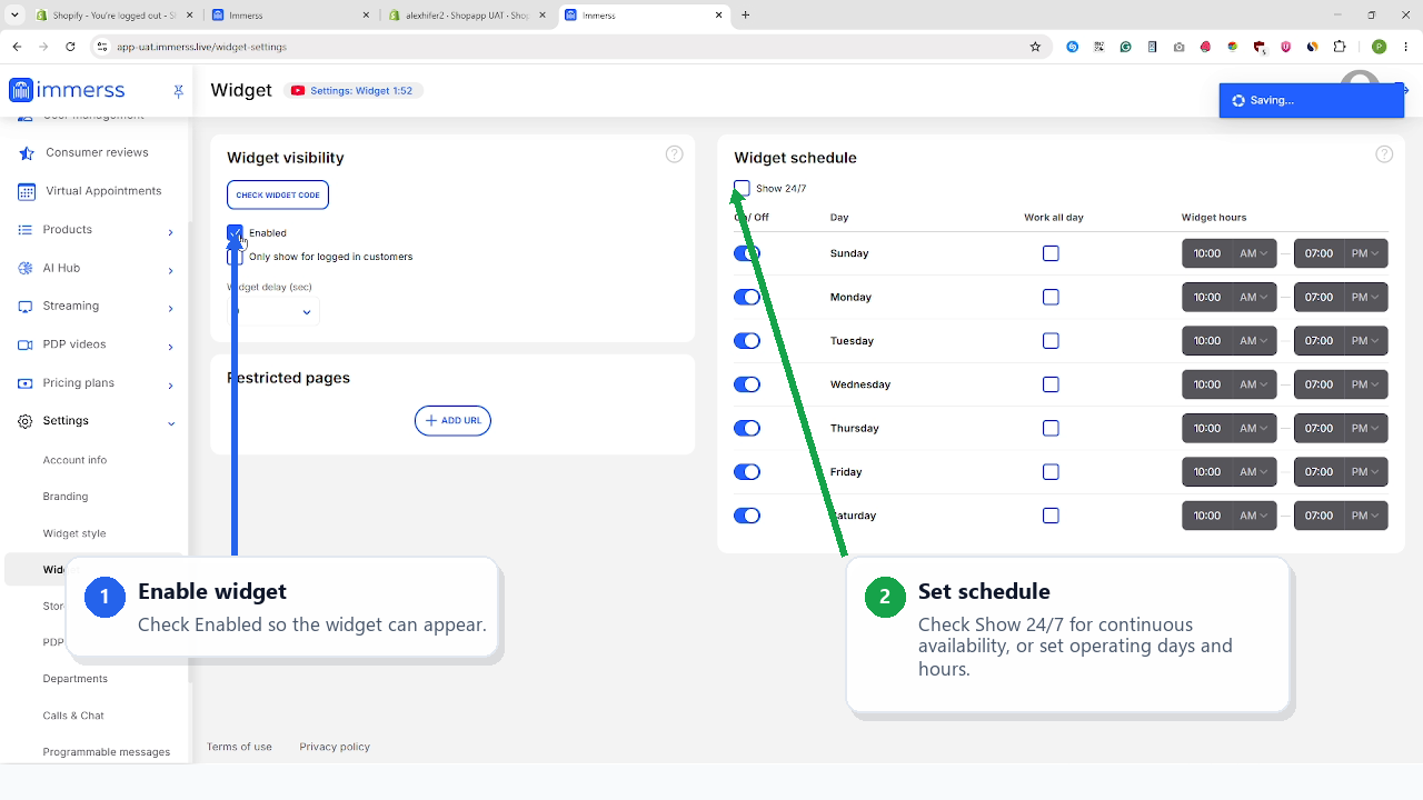 Widget visibility & schedule